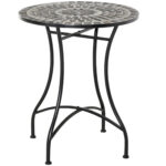 Masuta de Gradina si Exterior din Metal si Ceramica Neagra
