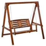 Balansoar de Gradina din Lemn 2 Locuri si Lanturi din Metal, 160x121x165cm