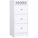 comoda din lemn pentru baie, 29,8x29,8x68,5cm, alba