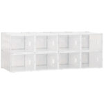 Mobilier pentru organizarea incaltamintei cu gauri de ventilare, 8 cuburi, 28x36x21cm din Plastic PP, Alb si transparent