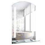 kleankin Oglinda de Baie cu Lumina LED cu Comutator Touch si Etajera din Sticla