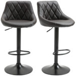 set 2 scaune de bar, 46.5x48x84.5-106.5cm, maro
