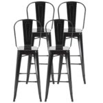 set 4 scaune din metal solid, 44x53x116 cm, negru