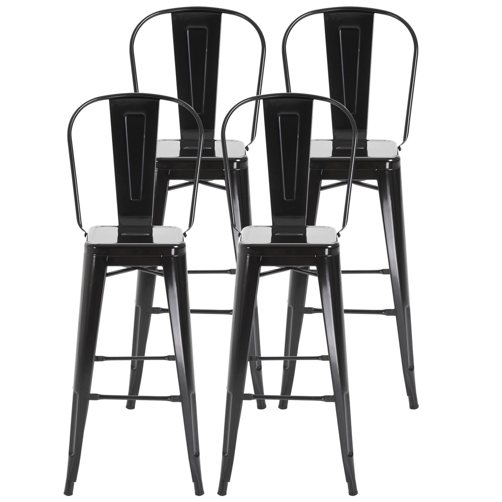 iPxa8f17e620b1e74 set 4 scaune din metal solid, 44x53x116 cm, negru - imagine 1