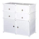 Dulap Haine Dulap Pantofi Modular din Plastic 6 Cuburi Alb, 75x37x73cm