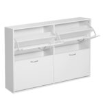Dulap Pantofi Capacitate 24 Perechi din Lemn, Alb, 120x24x81cm