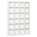 Homcom Mobilier Librerie in Lemn 24 Compartimente, Alb, 130.5x89x20cm
