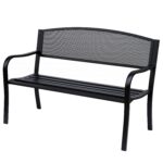 Banca de exterior din otel, negru, 127x60x85cm