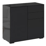 Mobilier multiuz cu 2 sertare si 2 dulapuri, deschidere cu presiune, 79x36x74cm