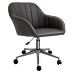 Vinsetto Scaun de Birou Ergonomic din Piele Ecologica, ??naltimea sezutului Ajustabila si Rotativ, 60x59x79-89cm, Maro