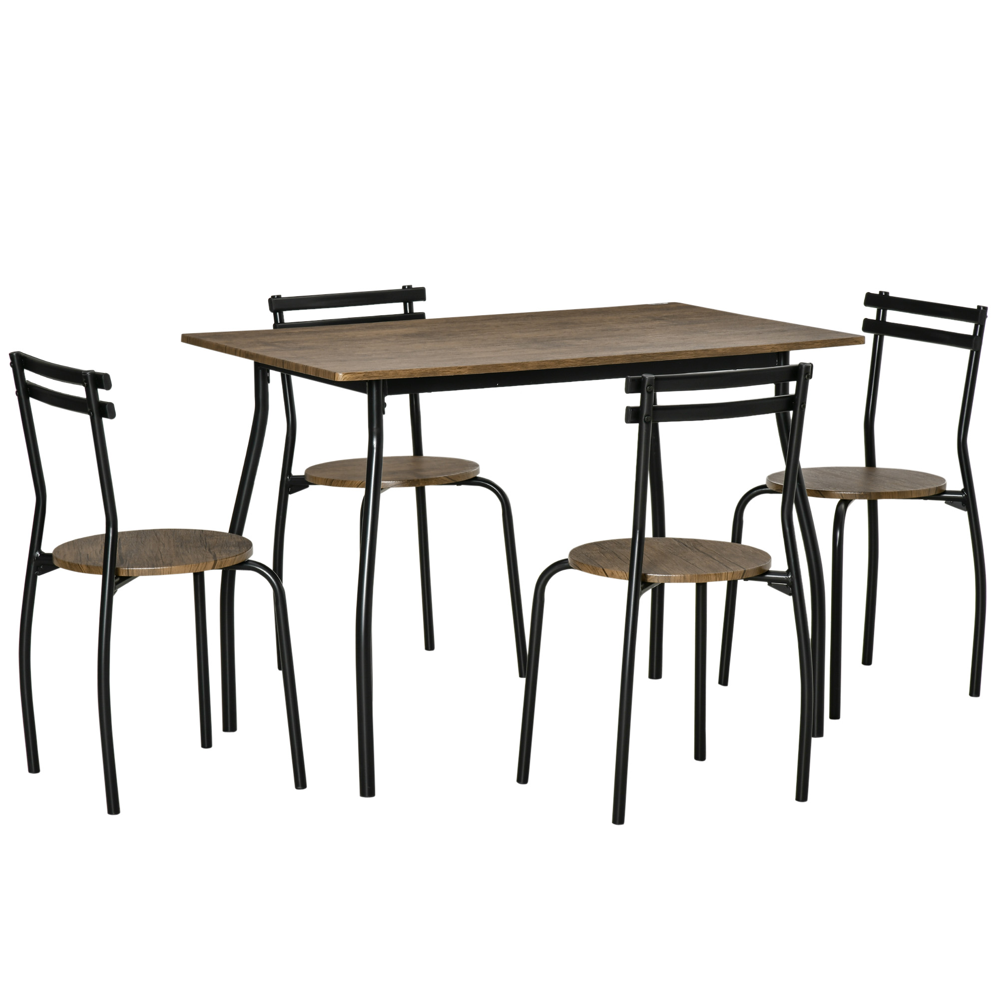 np398a182855c8f65 Set masa dreptunghiulara cu 4 scaune pentru sufragerie, bucatarie, living, maro si negru - imagine 1