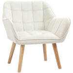 Fotoliu de design scandinav din lemn si catifea de culoare crem, pentru sufragerie sau birou, 68,5x61x72,5cm