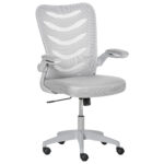 Vinsetto Scaun de Birou Ergonomic, Fotoliu Pivotant, Inaltime Reglabila si Brate care Se Ridica, 58.5x58x94.5-103.5cm, Gri