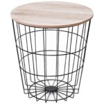 Masa Container Rotunda, din Lemn si Metal Negru ??39.5x43cm