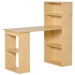 Birou modern cu Librarie din Lemn Natural 120x55x120cm