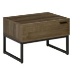HOMCOM Noptiera Moderna Stil industrial cu Sertar Masuta de Sufragerie din Lemn Otel, 53x41,5x37cm, Sertar din Otel Gri