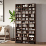 HomCom biblioteca de perete, 195x102x23.5cm, maro