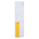 HOMCOM Biblioteca cu 5 niveluri cu Rafturi deschise 1 dulapior modern cu economisire de spatiu pentru casa, birou alb si galben 29,8 x 29,9 x 147cm