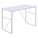 Birou pentru camera pentru computer, PC, birou, birou modern din metal alb si sticla securizata 120x60x74.5cm