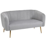 Canapea 2 Locuri Design Modern Captusita cu Cotiere si Spatar, Gri