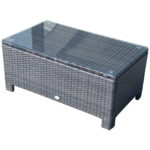masuta exterior, sticla securizata, 85x50x39cm, maro