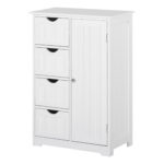 Mobila de Baie cu Usa Basculanta si Sertare Alb 56 x 30 x83cm | Aosom RO