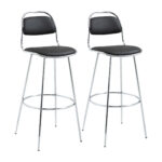 Set 2 taburete inalte tapitate, Suport pentru picioare, 42.5x48.5x104cm, Negru