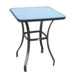 Masa pentru gradina cu suprafata din sticla tratata termic, Neagra, 68.5x68.5x84cm