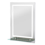 kleankin Oglinda de Baie LED touch cu raft modern pentru bai turcesti
