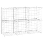 Mobilier pentru incaltaminte modular, 6 cuburi 30x30x30cm din plastic PP si otel , alb