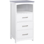 Kleankin Dulapior de Baie cu Raft Deschis si 3 Sertare, Design Ridicat din MDF, 40x33x80cm, Alb