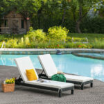 Set 2 Sezlong Gradina din PE Ratan cu Saltea Spatar Reclabil, 196x65x22cm Negru | Aosom.ro