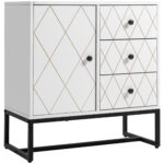 Comoda stil cu romburi cu 3 sertare si un dulap, Mobilier de living si dormitor din otel si MDF