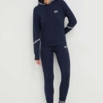EA7 Emporio Armani trening femei, culoarea albastru marin