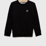adidas Originals hanorac de bumbac pentru copii culoarea negru, neted