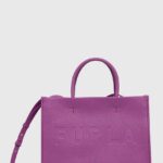 Furla poseta de piele culoarea violet