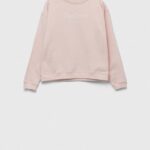 Pepe Jeans hanorac de bumbac pentru copii Rose culoarea roz, cu imprimeu