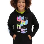 Vans hanorac de bumbac pentru copii DIGITAL FLASH PO Black culoarea negru, cu gluga, cu imprimeu