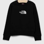 The North Face hanorac de bumbac pentru copii culoarea negru, cu imprimeu