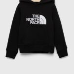 The North Face bluza copii culoarea negru, cu gluga, cu imprimeu