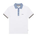 BOSS tricou polo copii culoarea alb