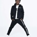 Karl Lagerfeld pantaloni de trening pentru copii culoarea negru, cu imprimeu