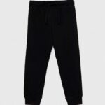 United Colors of Benetton pantaloni de trening din bumbac pentru copii culoarea negru, cu imprimeu