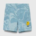 Vans pantaloni scurti copii MARBLE FLEECE SHORT BLUE GLOW talie reglabila