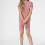 4F pantaloni scurti copii culoarea roz, neted