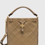 Tory Burch poseta de piele culoarea bej