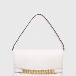 Victoria Beckham poseta piele Chain Pouch culoarea alb
