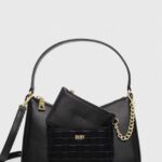 Dkny poseta de piele culoarea negru