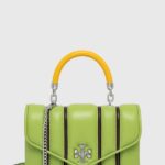 Tory Burch poseta de piele culoarea verde
