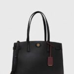 Tory Burch poseta de piele culoarea negru
